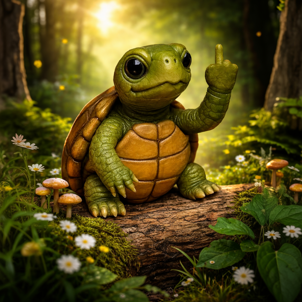Schildpad middelvinger beeld - Afbeelding 2
