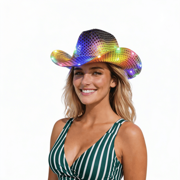 Gouden disco LED hoed - Afbeelding 3