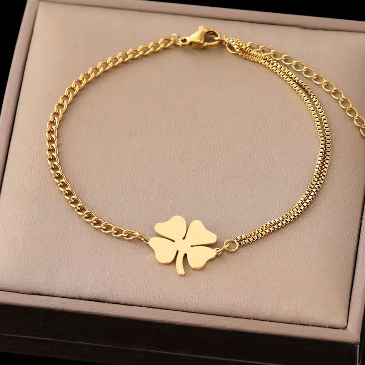 Klavertje 4 armband - Goud - Afbeelding 2