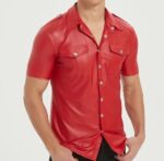 PU lederen blouse - Rood