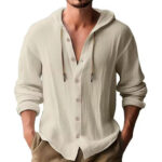 Linnen shirt met capuchon - Beige