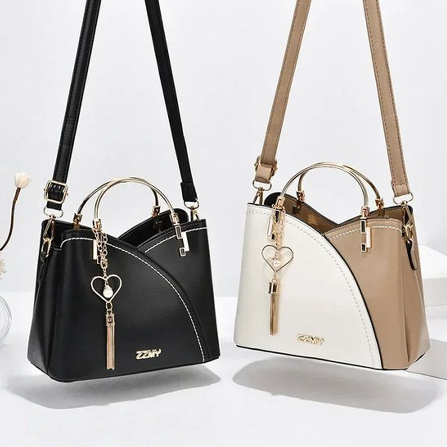 Lederen handtas - Beige - Afbeelding 3