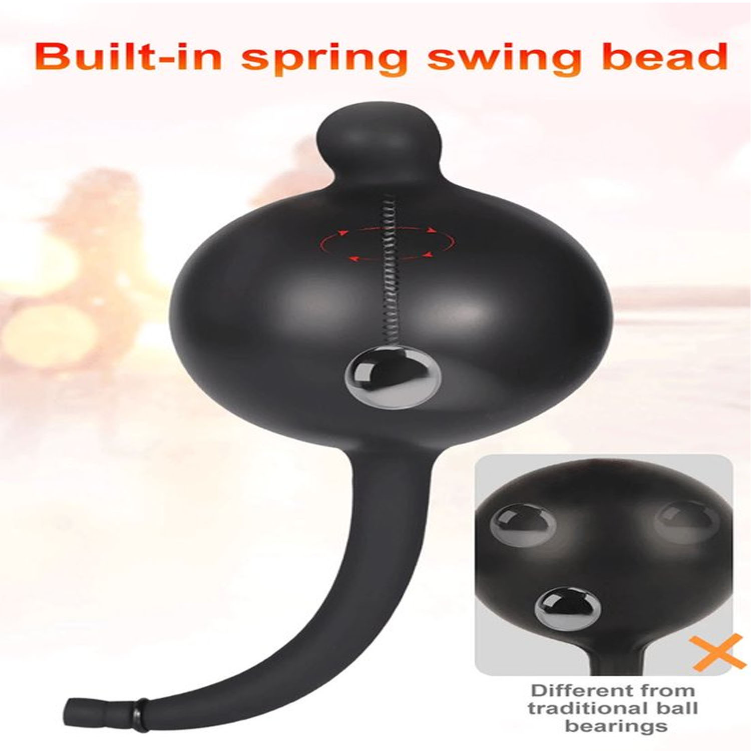 Opblaasbare buttplug met ingebouwde metalen bal - Afbeelding 2