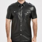 PU lederen blouse - Zwart