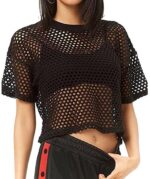 Visnet crop top - Zwart