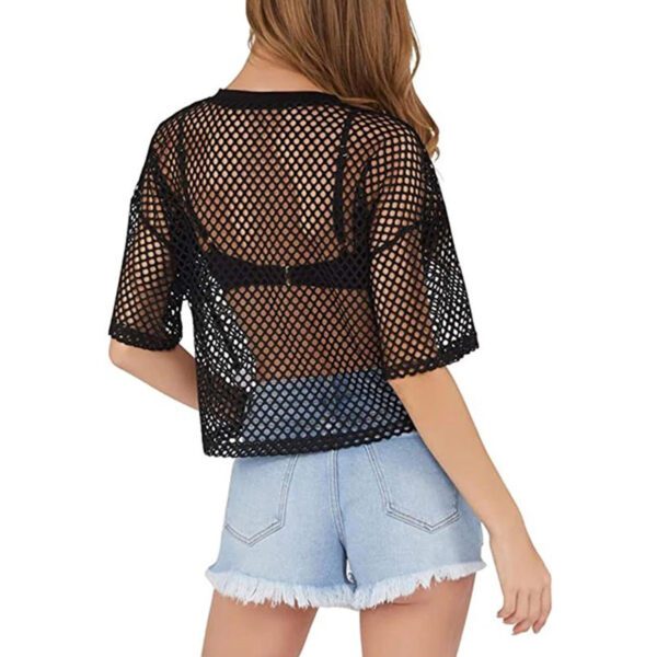 Visnet crop top - Zwart - Afbeelding 2