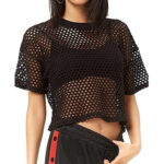 Visnet crop top - Zwart