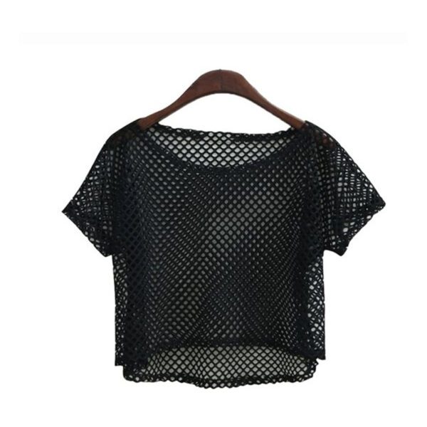Visnet crop top - Zwart - Afbeelding 3