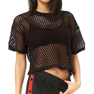 Visnet crop top - Zwart
