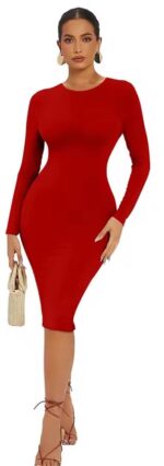 Strakke elastische dames jurk Rood