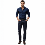 Getailleerd Overhemd Donker Blauw