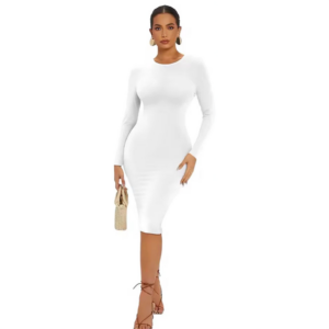 Strakke elastische dames jurk wit