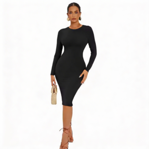 Strakke elastische dames jurk Zwart