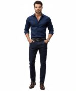 Getailleerd Overhemd Donker Blauw