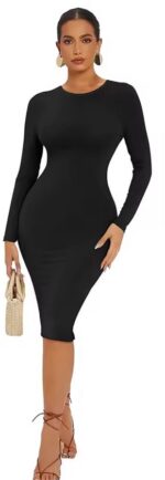 Strakke elastische dames jurk Zwart