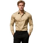 Modern fit Overhemd Beige
