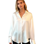 Zijde look Dames Blouse Wit