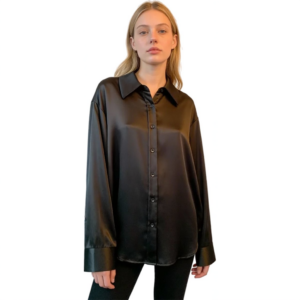 Zijde look Dames Blouse Zwart
