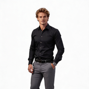 Modern fit Overhemd Zwart