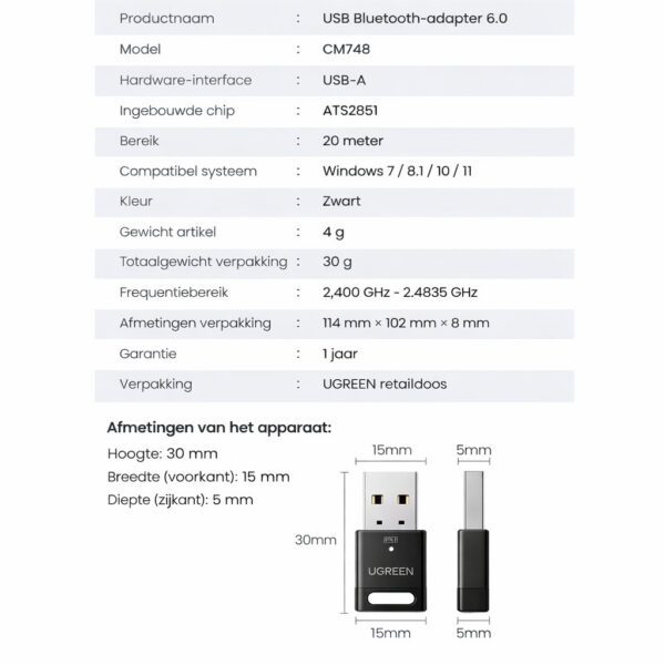 Bluetooth 6.0 USB Adapter - Afbeelding 5