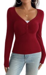 Henley Top met Lange Mouwen Rood