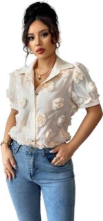 Shirt met 3D Bloemen