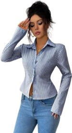 Getailleerde Blouse Gestreept