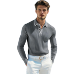 Rib Stof Polo Lange Mouwen