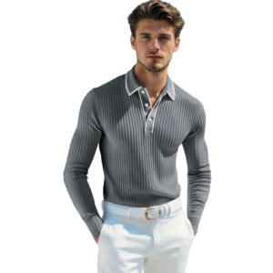 Rib Stof Polo Lange Mouwen